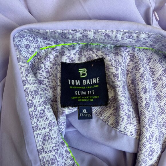 Tom Baine Mens Lavender Button-Up Shirt Long Sleeve Spandex Blend Sz XL - Picture 7 of 9